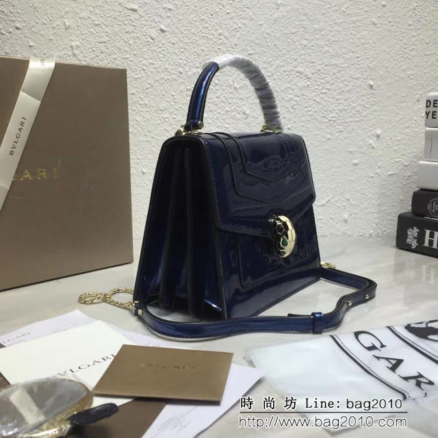 BVLGARI寶格麗 專櫃新款 蛇頭扣環 漆皮手提肩背斜挎包 可拆卸肩帶 38329 FYD1398